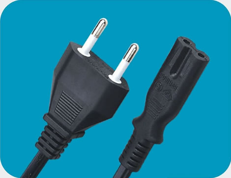 Italy Power Cord 2 pins CEI 23-50 plug to IEC 60320 C7 Connector