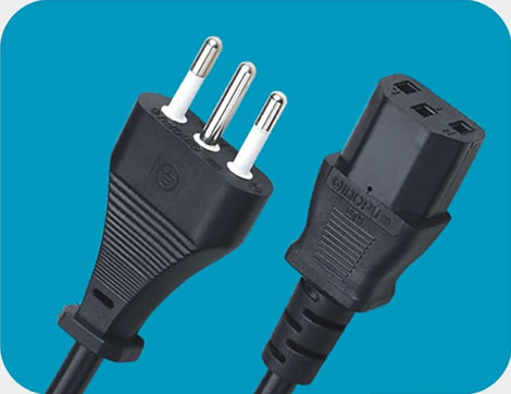 Italy Power Cord 3 pins CEI 23-50 plug to IEC 60320 C13 Connector