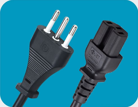 Italy Power Cord 3 pins CEI 23-50 plug to IEC 60320 C15 Connector