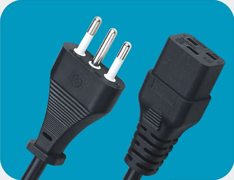 Italy Power Cord 3 pins CEI 23-50 plug to IEC 60320 C19 Connector
